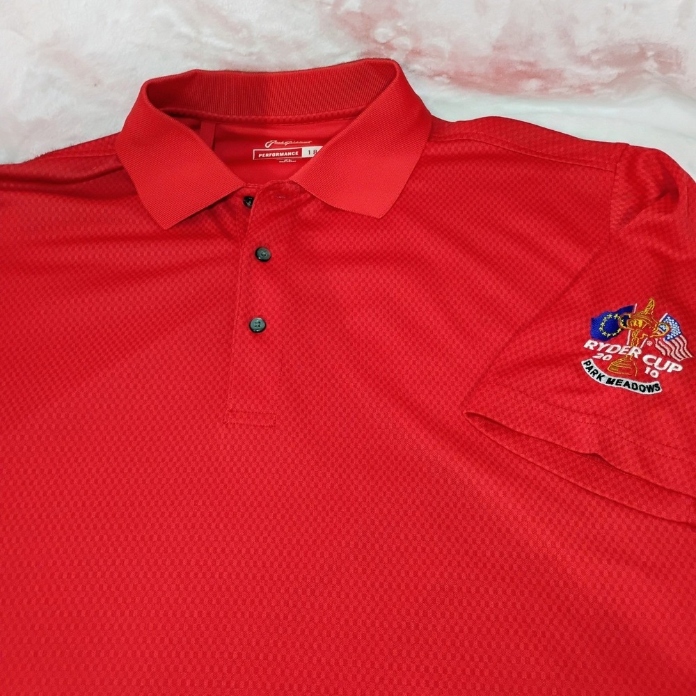 Ryder Cup 2010 Park Meadows Jack Nicklaus Red Golf Performance‎ Polo Shirt XL